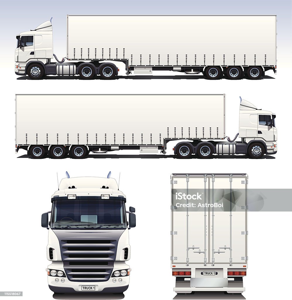 Semi Trailer Design Rear Semitrailer Truck Stock Illustration - Download Image Now - Truck, Rear ...