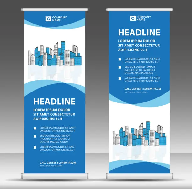 Vector illustration of Roll up banner template, stand design, Pull up, display, advertisement, business flyer, poster, presentation, corporate, web banner layout, modern creative concept, city vector