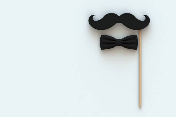 istock Happy Father’s Day concept with mustache and bow tie on white background, Top view with copy space, 3d rendering 1155180786