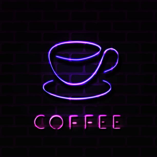 istock Realistic illustration of neon coffee cup sign 1155183490
