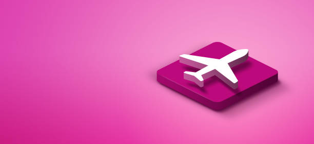 3d travel icon on pink abstract background