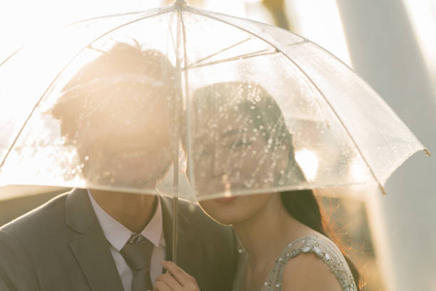 istock Silhouette couple prewedding under umbrella 1155191121