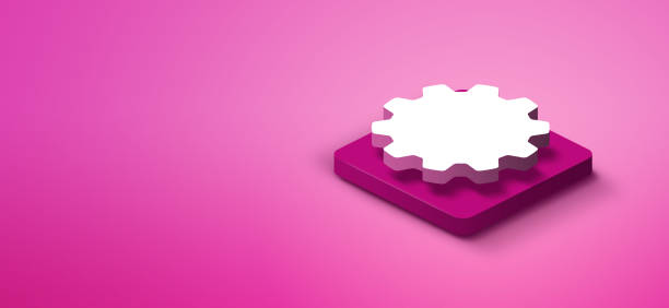 istock 3d gear concept on pink abstract background 1155191483