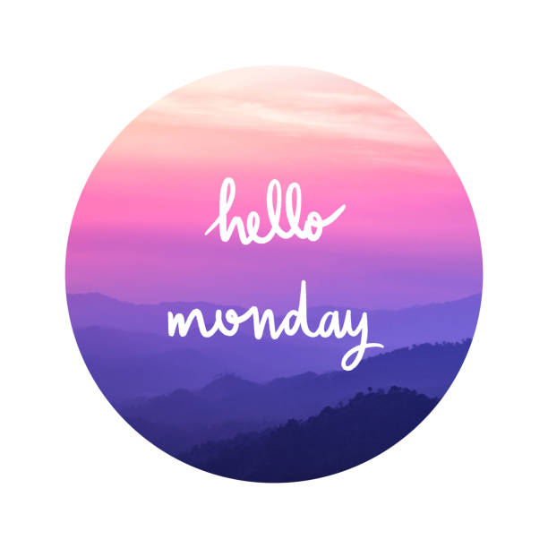 istock Hello Monday lettering on landscape view 1155194485
