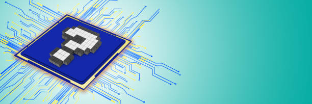 istock Social media, high tech or computer concept, pixaleted question mark image on CPU with large copy space. 1155203156