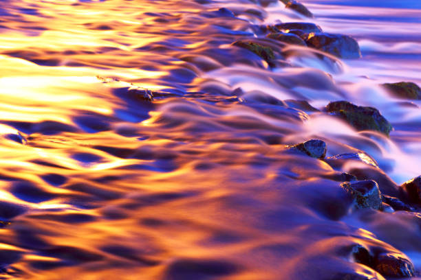 Abstract background of mountain river in moonlight at night