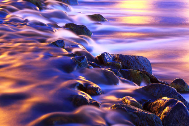 istock Abstract background of mountain river in moonlight at night 1155206144
