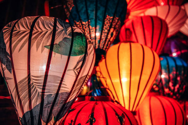 Close-up Shot of Colorful Lanterns stock photo