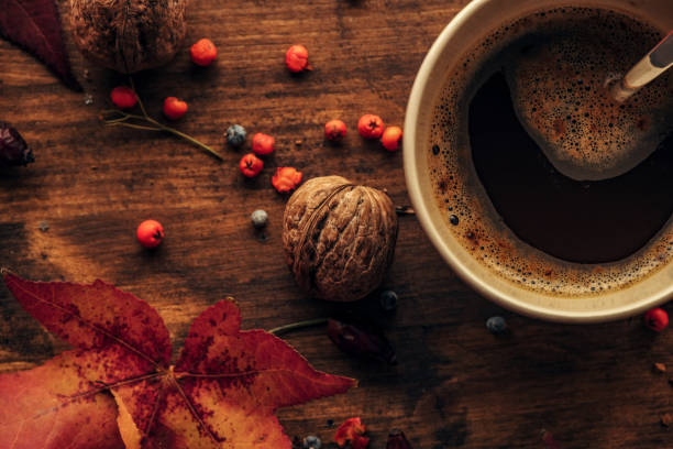 istock Autumn morning coffee is on the table 1155208609