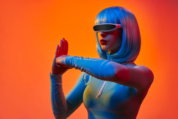istock Robotic woman punching hand 1155208766