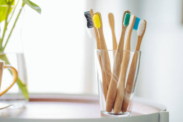 Toothbrushes in a glass