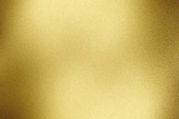 istock Brushed yellow metal wall, abstract texture background 1155212499