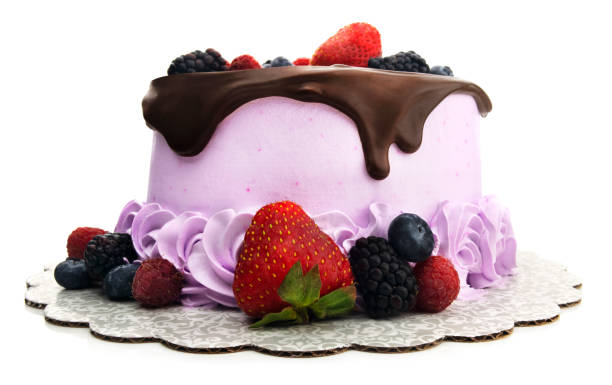 istock Isolated Chocolate Ganache Berry Cake 1155212690