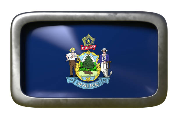 istock 3d rendering of Maine State flag 1155215391