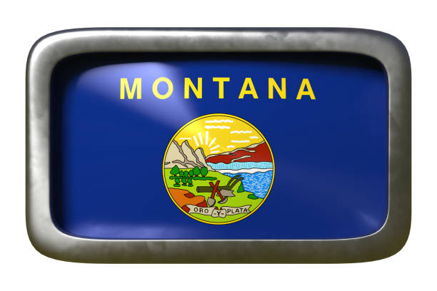 3d рендеринга флага штата монтана - montana flag us state flag banner стоковые фото и изображения
