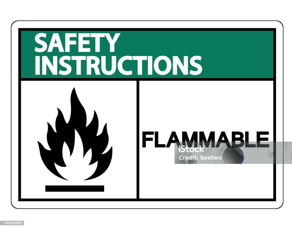 Isolate Flammable Sign Safety Instructions Flammable Symbol Sign Isolate On White Background ...