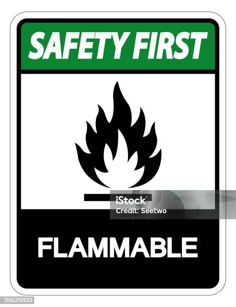 Isolate Flammable Sign Safety First Flammable Symbol Sign Isolate On White Backgroundvector ...