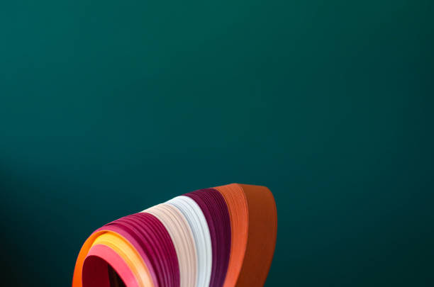 istock Abstract green background with orange, burgundy and white stripes. 1155219116