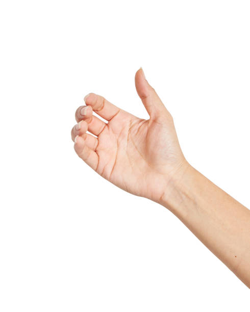 istock Empty female woman hand holding isolated on white, clipping path 1155219554