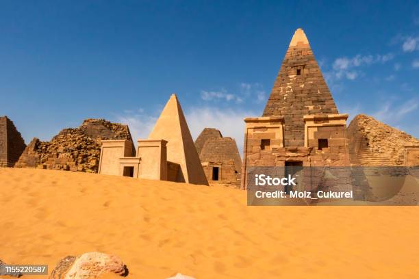 A View From Nubian Pyramids In Meroë Sudan Stock Photo - Download Image Now - Sudan, Pyramid, Pyramid Shape