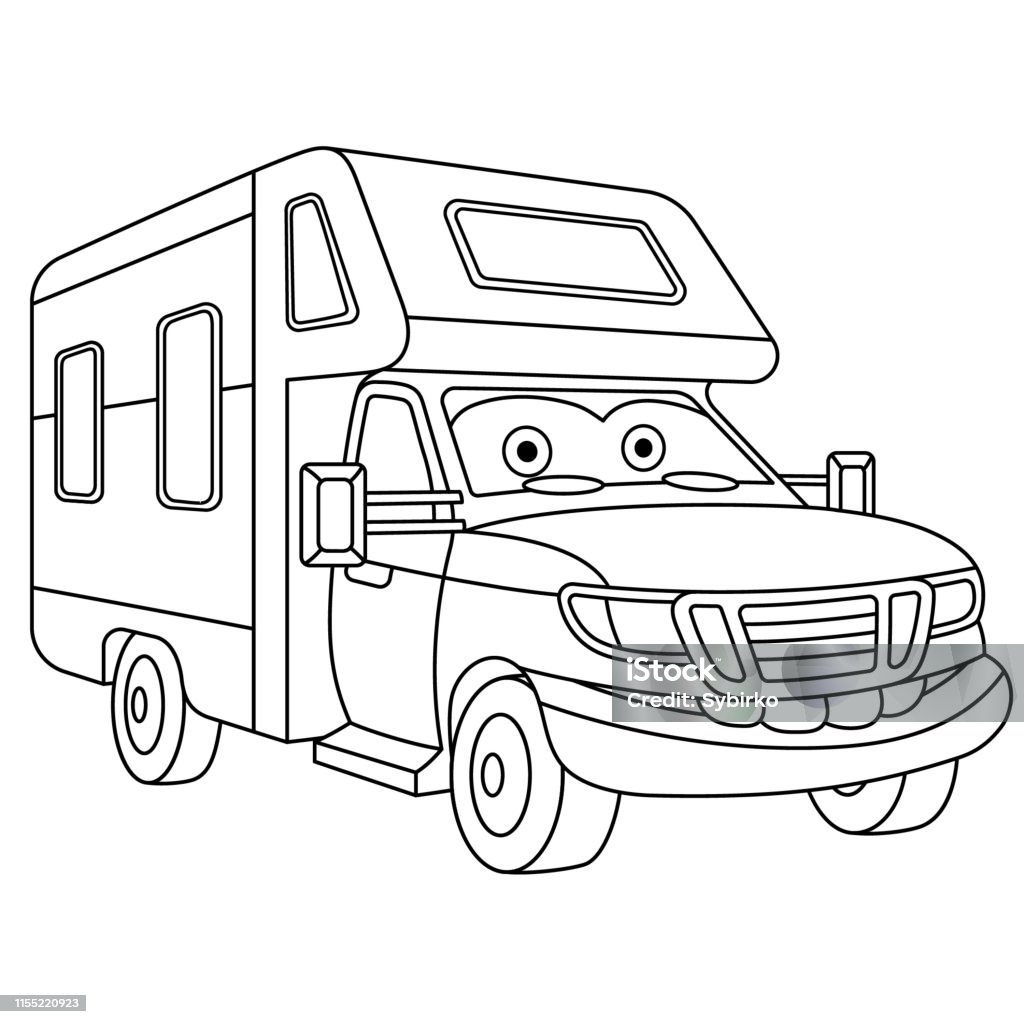 Coloring Page Of Cartoon Motor Home Stock Illustration   Download ...