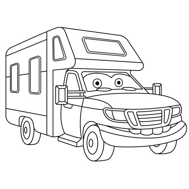 Coloring Page Of Cartoon Motor Home Stock Illustration - Download Image Now  - Coloring Book Page - Illlustration Technique, Motor Home, Coloring -  iStock