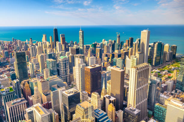 istock Chicago, Illinois USA aerial skyline 1155221178