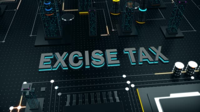 3D Animation Futuristic Digital City With Concept Excise Tax