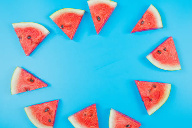 istock web banner and minimal flat lay creative design for group of summer fruits with fresh watermelon and pine apple on pastel color background 1155222083