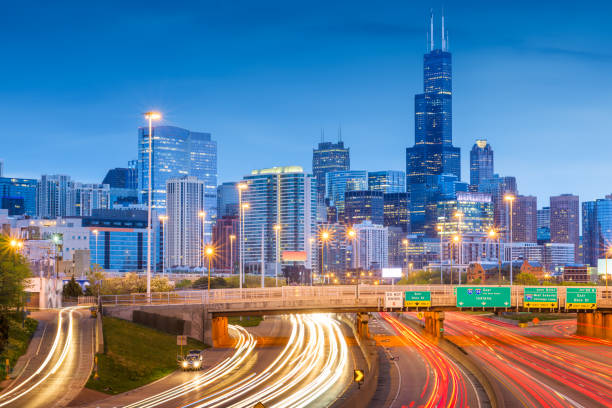 istock Chicago, Illinois, USA downtown skyline over highways 1155222087