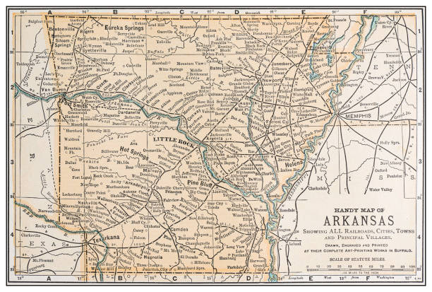 istock Antique vintage retro USA map: Arkansas 1155224474