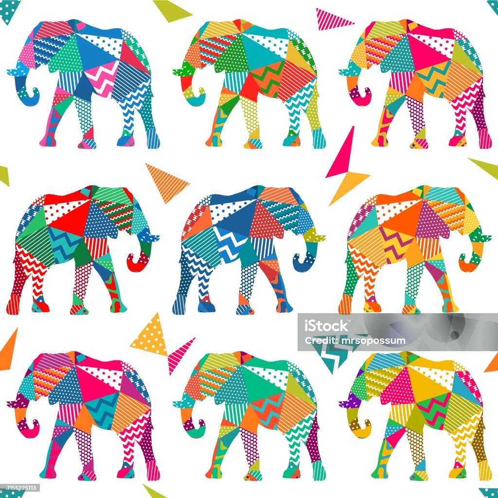 Seamless Elephant Kids Pattern Wallpaper Background In Vector Vector Stock  Illustration - Download Image Now - iStock