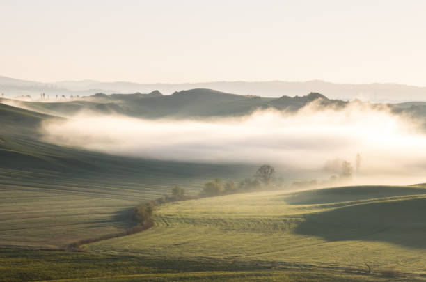 istock sunrise over the fields in Tuscany 1155225218