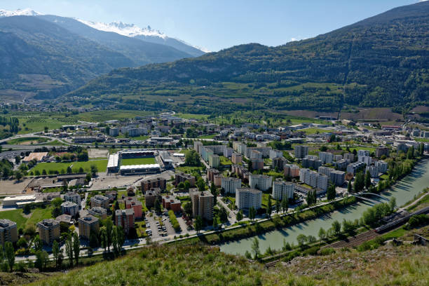 istock Sion, Valais, Switzerland, 01.05.2019, Tourbillon Stadium and Wissigen district 1155225603