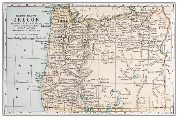 Antique vintage retro USA map: Oregon