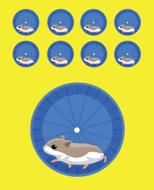 Vector illustration of Hamster Running Wheel Animation Sequence Cartoon Vector