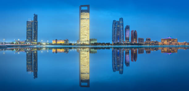 istock Panorama view of Abu Dhabi Skyline at sunset, UAE 1155229445