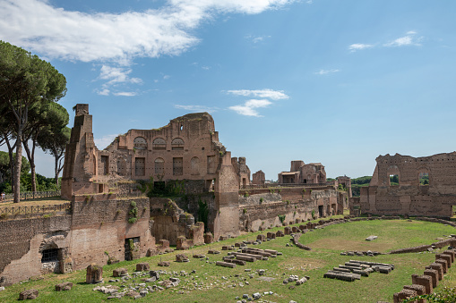 Panoramic view of The Circus Maximus (Circo Massimo)