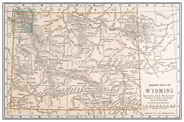 istock Antique vintage retro USA map: Wyoming 1155230360