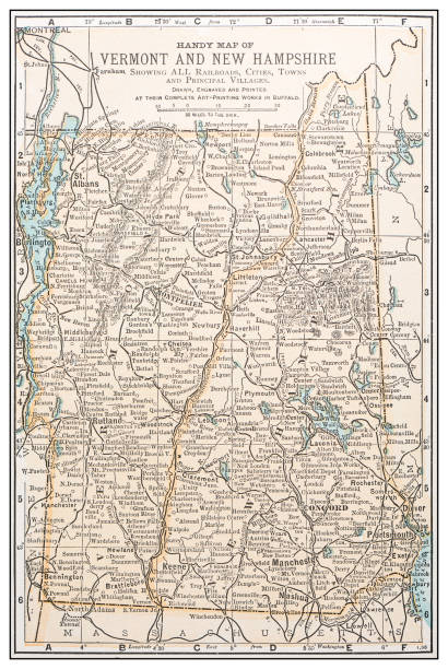 istock Antique vintage retro USA map: Vermont, New Hampshire 1155230615