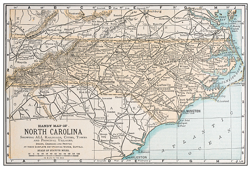 Antique vintage retro USA map: North Carolina