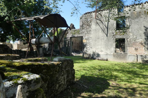 istock pit in front of ruined house 1155232203