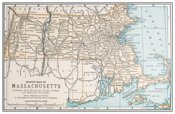 istock Antique vintage retro USA map: Massachusetts 1155233817
