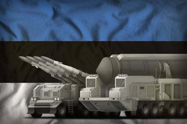 istock Estonia rocket troops concept on the national flag background. 3d Illustration 1155236457