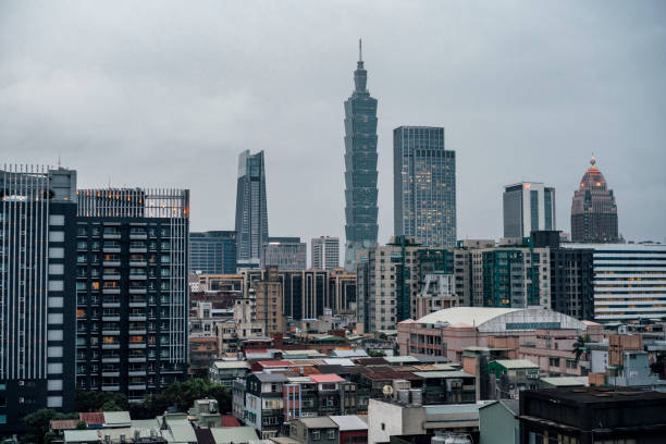 istock Taipei skyline from Elephant Mountain at sunset 1155236700