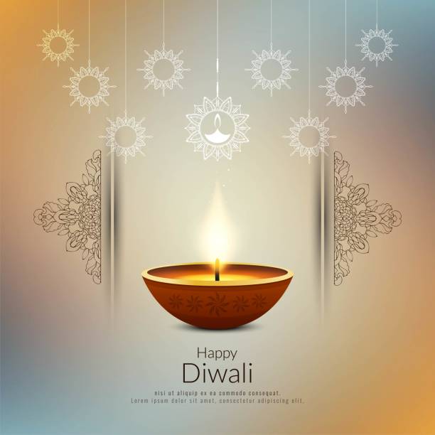 abstract happy diwali festival dekorativen hintergrund - diya öllampe stock-grafiken, -clipart, -cartoons und -symbole