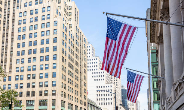 istock American flag in Manhattan New York downtown 1155237838