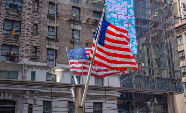 istock American flag in Manhattan New York downtown 1155238116