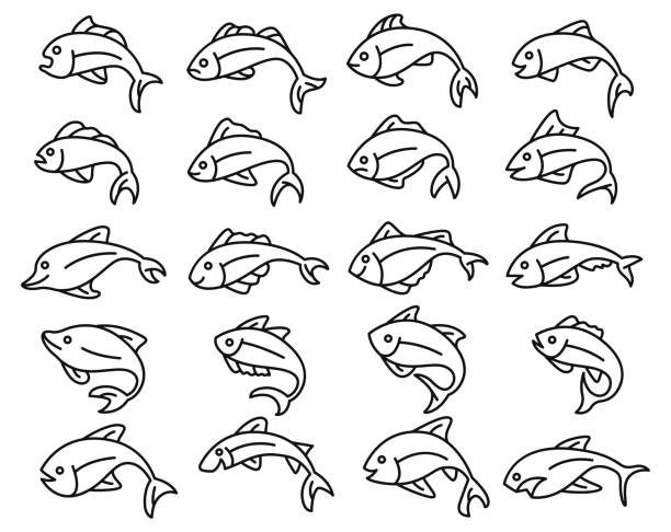Fish icon set Fish icon set , vector illustration catfish stock illustrations