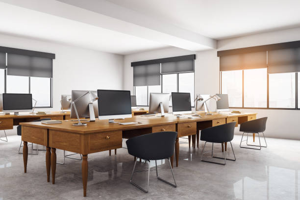 istock Contemporary concrete coworking office interior 1155242305